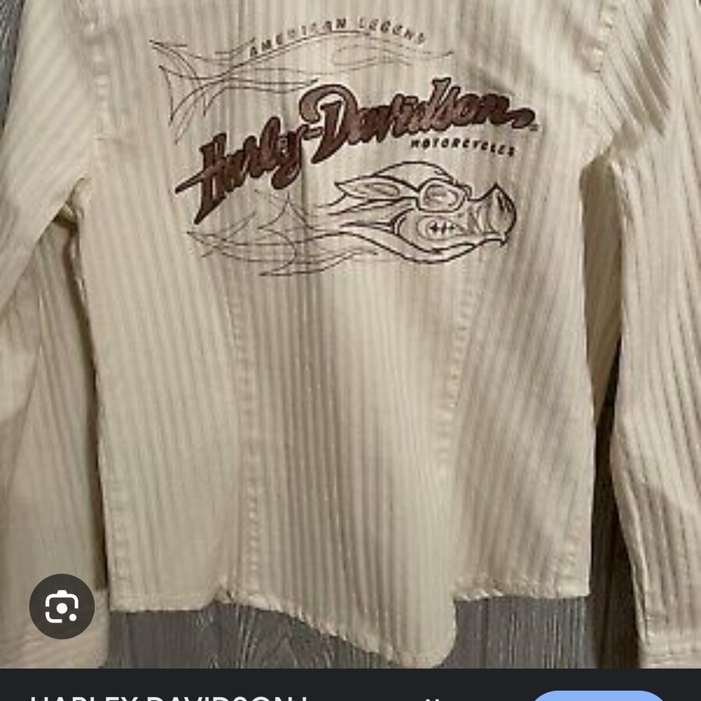 Harley-Davidson White Long Sleeve Shirt Womens Xl Amazing No Stains VINTAGE